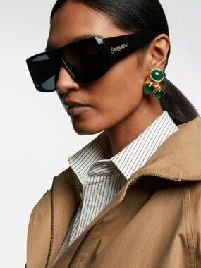 Saint Laurent Women Sunglasses Black Grey Square SL832 001 NEW AUTHENTIC